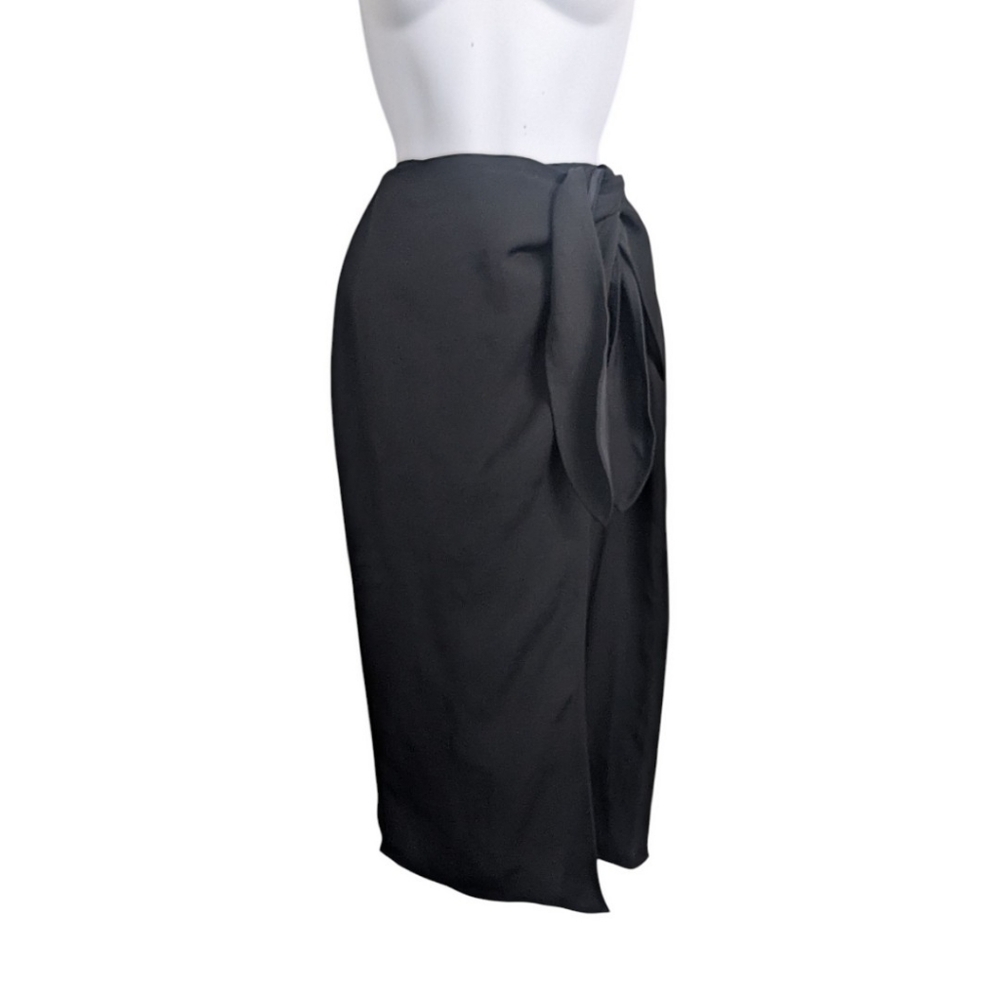 Babaton Aritzia Sarong Midi Skirt Wrap Tie Waist Knot Black Formal Business 2